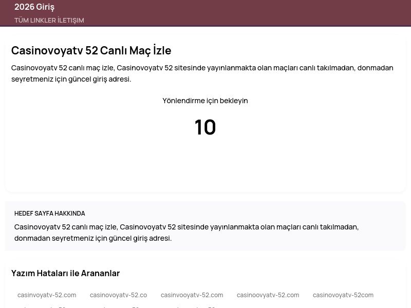 Casinovoyatv 52 Canlı Maç İzle - 2026 Giriş - Ekran Görüntüsü