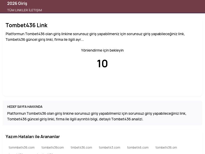 Tombet436 Link - 2026 Giriş - Ekran Görüntüsü