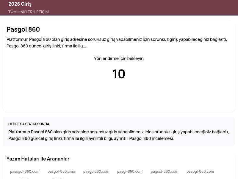 Pasgol 860 - 2026 Giriş - Ekran Görüntüsü