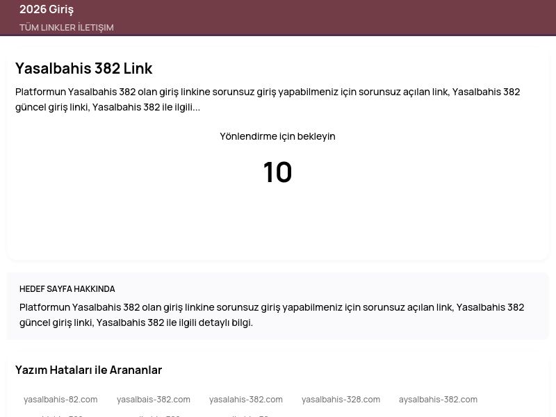 Yasalbahis 382 Link - 2026 Giriş - Ekran Görüntüsü