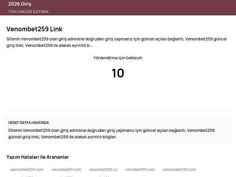 Venombet259 Link - 2026 Giriş - Ekran Görüntüsü