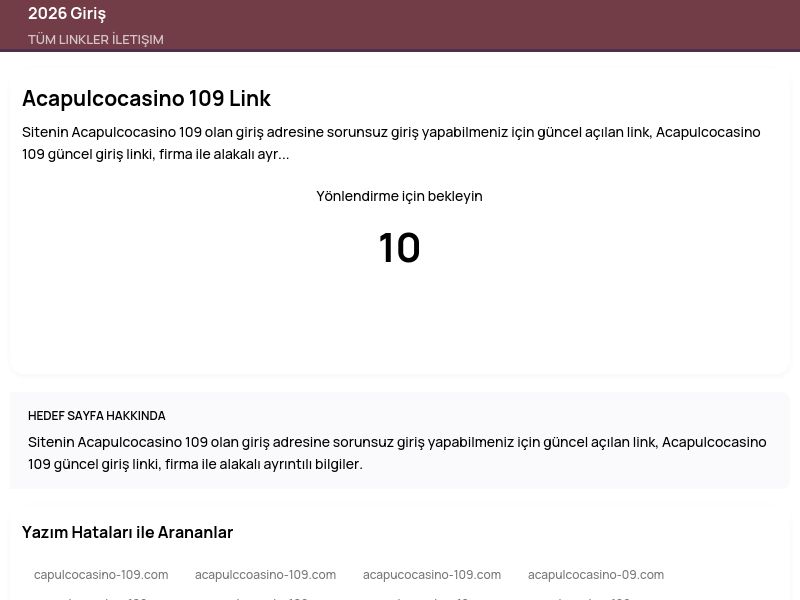 Acapulcocasino 109 Link - 2026 Giriş - Ekran Görüntüsü