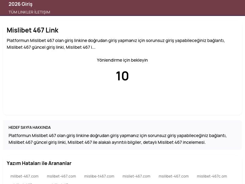 Mislibet 467 Link - 2026 Giriş - Ekran Görüntüsü