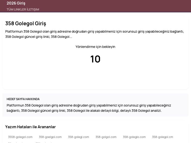 358 Golegol Giriş - 2026 Giriş - Ekran Görüntüsü