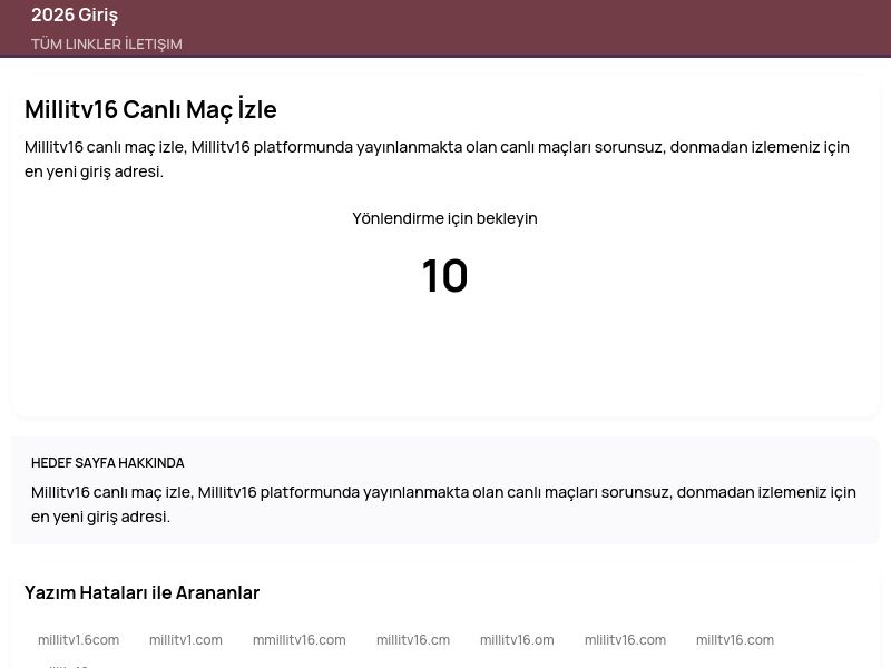 Millitv16 Canlı Maç İzle - 2026 Giriş - Ekran Görüntüsü
