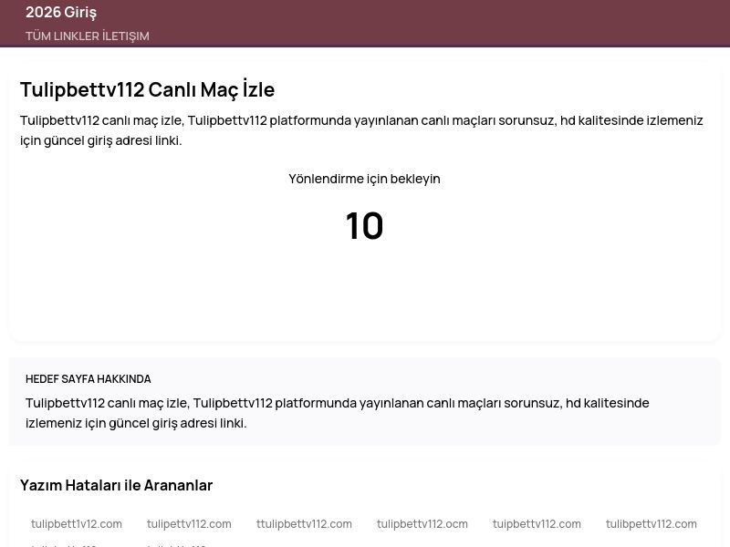 Tulipbettv112 Canlı Maç İzle - 2026 Giriş - Ekran Görüntüsü