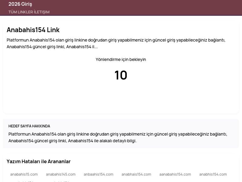 Anabahis154 Link - 2026 Giriş - Ekran Görüntüsü