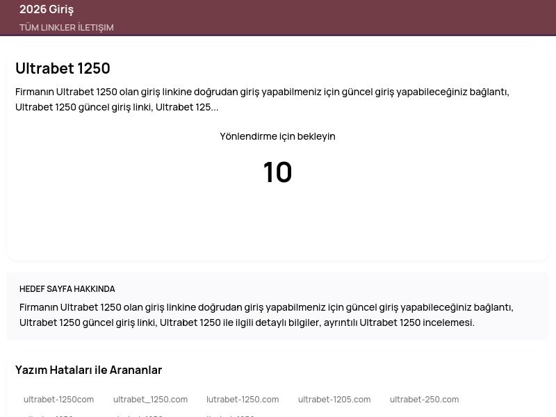 Ultrabet 1250 - 2026 Giriş - Ekran Görüntüsü