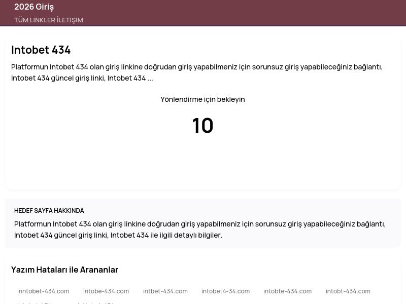 Intobet 434 - 2026 Giriş - Ekran Görüntüsü