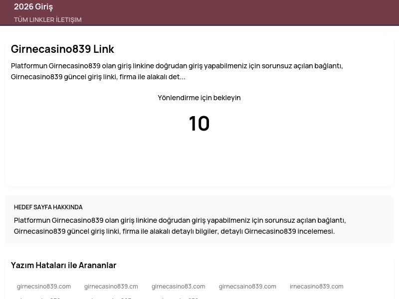Girnecasino839 Link - 2026 Giriş - Ekran Görüntüsü