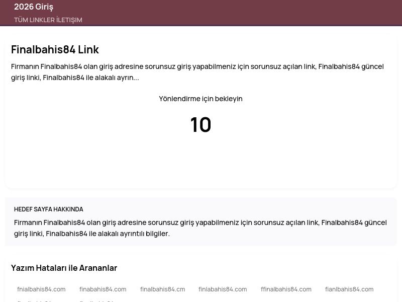 Finalbahis84 Link - 2026 Giriş - Ekran Görüntüsü