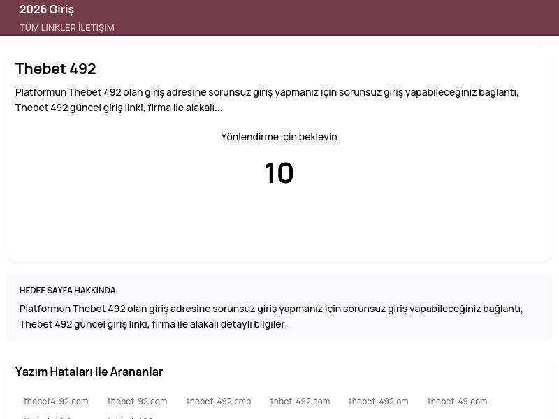 Thebet 492 - 2026 Giriş - Ekran Görüntüsü