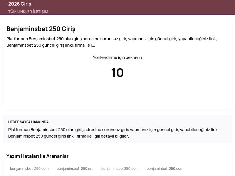 Benjaminsbet 250 Giriş - 2026 Giriş - Ekran Görüntüsü