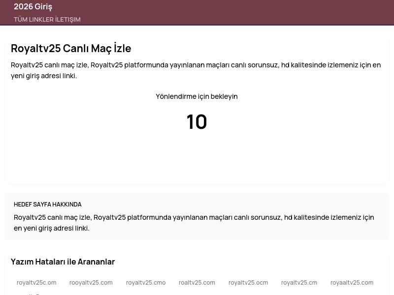 Royaltv25 Canlı Maç İzle - 2026 Giriş - Ekran Görüntüsü