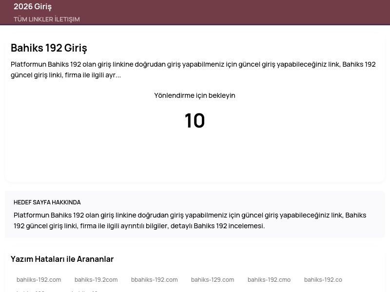 Bahiks 192 Giriş - 2026 Giriş - Ekran Görüntüsü