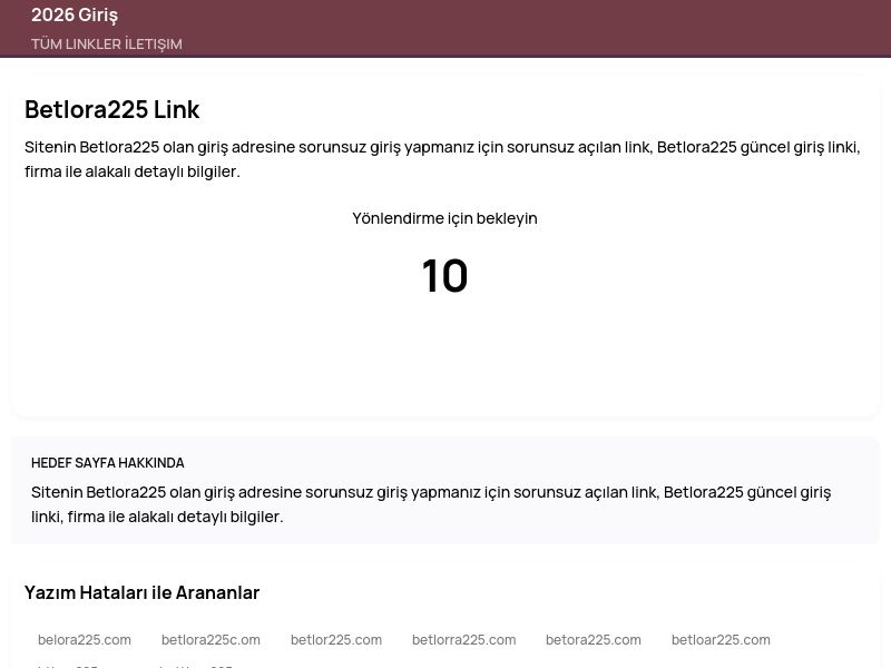 Betlora225 Link - 2026 Giriş - Ekran Görüntüsü