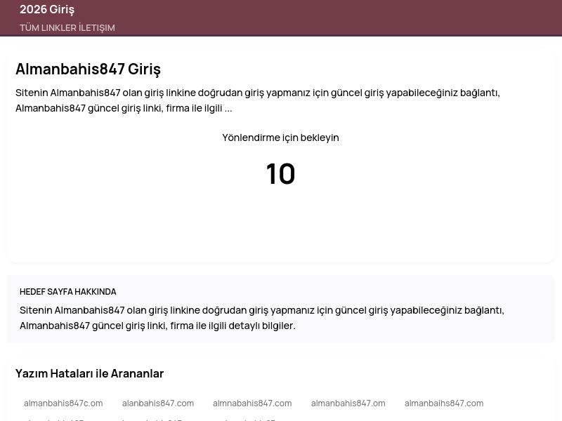 Almanbahis847 Giriş - 2026 Giriş - Ekran Görüntüsü