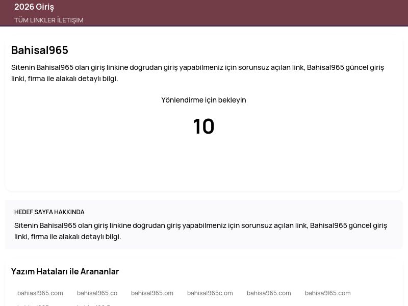Bahisal965 - 2026 Giriş - Ekran Görüntüsü
