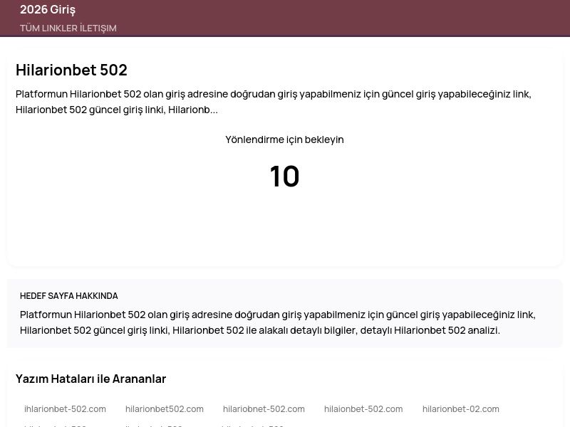 Hilarionbet 502 - 2026 Giriş - Ekran Görüntüsü
