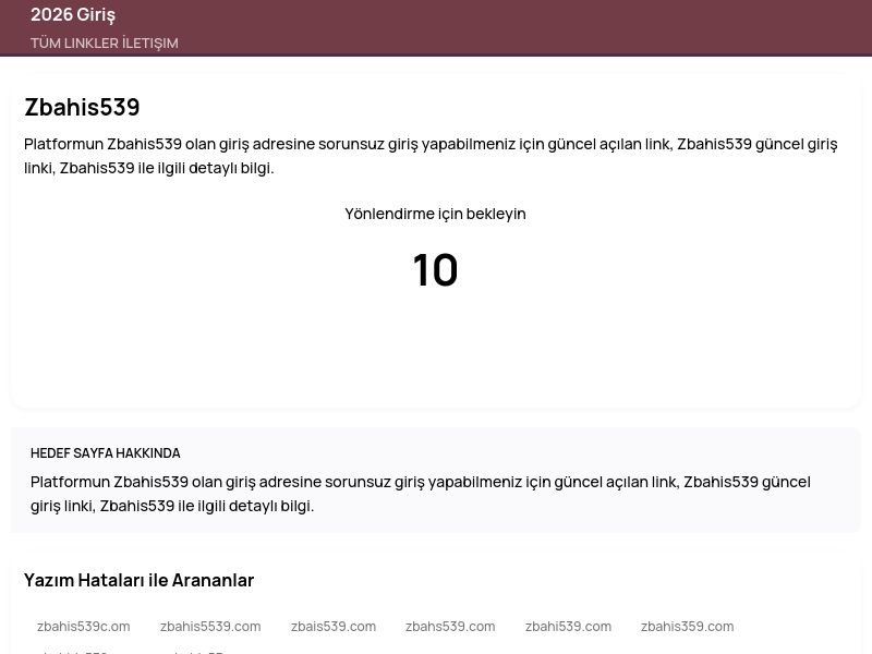 Zbahis539 - 2026 Giriş - Ekran Görüntüsü