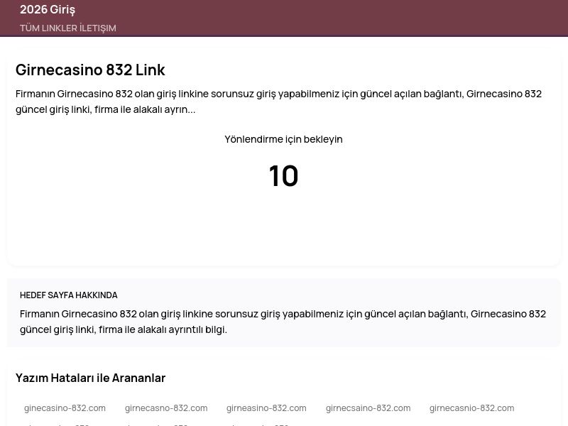 Girnecasino 832 Link - 2026 Giriş - Ekran Görüntüsü