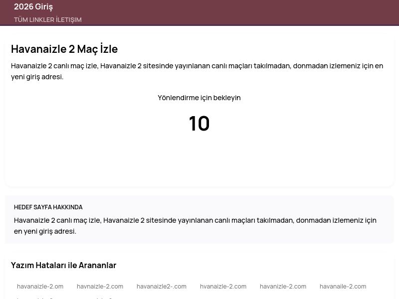Havanaizle 2 Maç İzle - 2026 Giriş - Ekran Görüntüsü