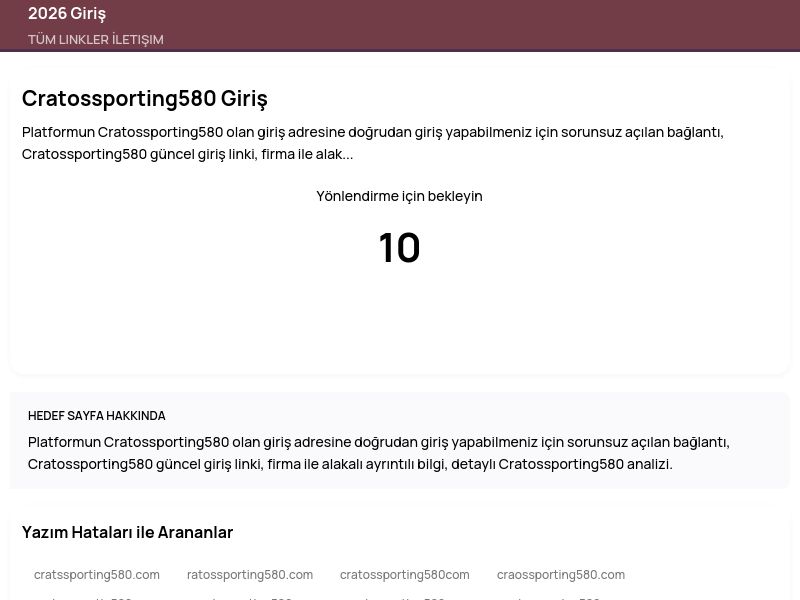 Cratossporting580 Giriş - 2026 Giriş - Ekran Görüntüsü