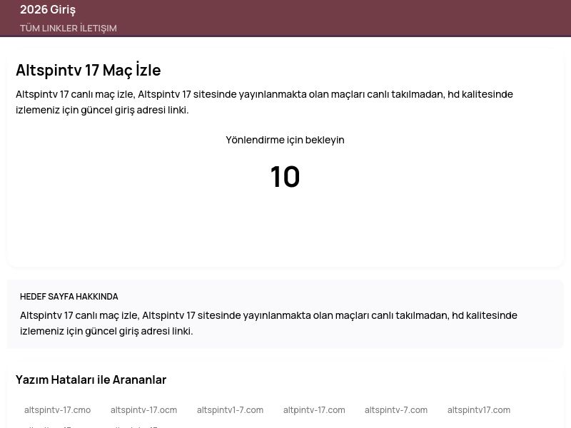 Altspintv 17 Maç İzle - 2026 Giriş - Ekran Görüntüsü