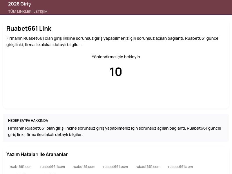 Ruabet661 Link - 2026 Giriş - Ekran Görüntüsü