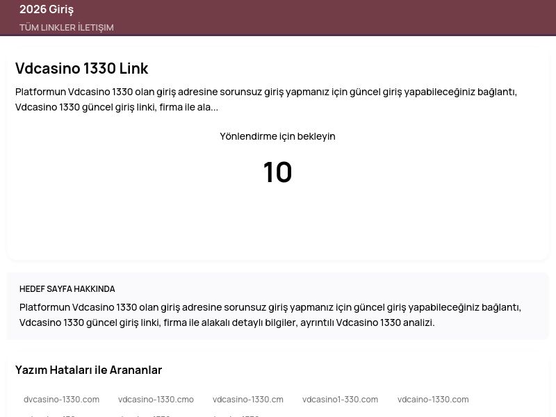 Vdcasino 1330 Link - 2026 Giriş - Ekran Görüntüsü