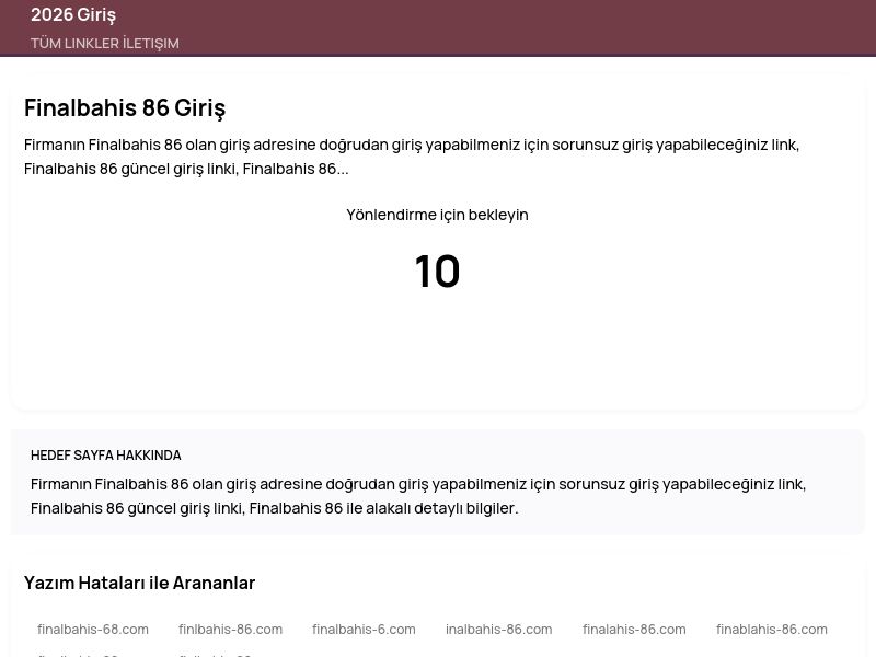 Finalbahis 86 Giriş - 2026 Giriş - Ekran Görüntüsü