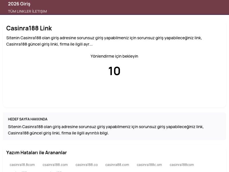 Casinra188 Link - 2026 Giriş - Ekran Görüntüsü