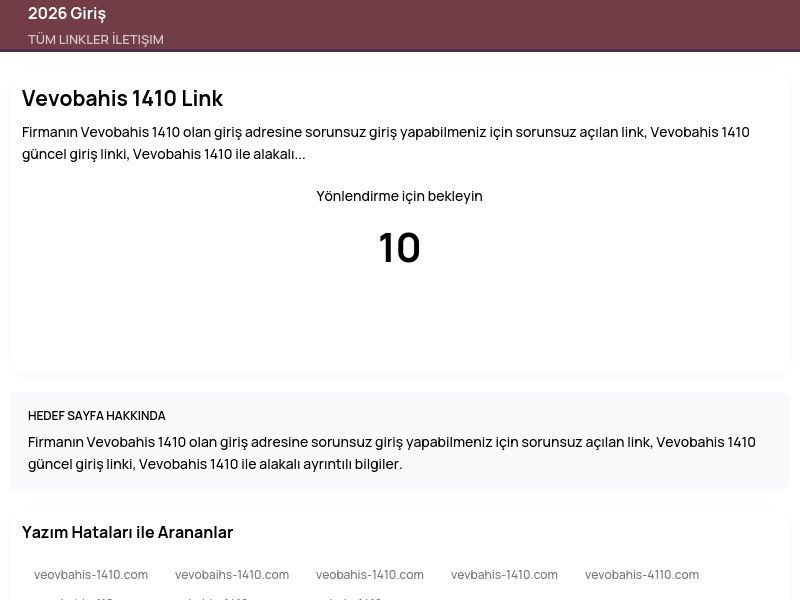 Vevobahis 1410 Link - 2026 Giriş - Ekran Görüntüsü