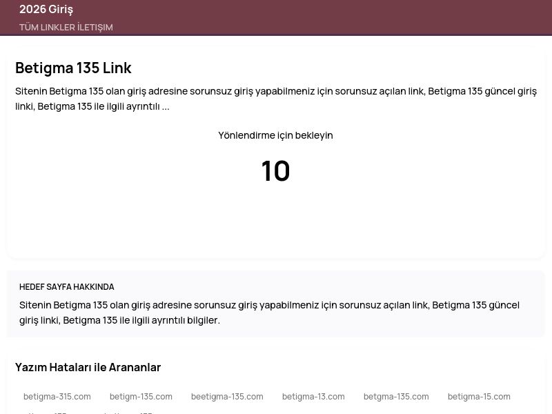Betigma 135 Link - 2026 Giriş - Ekran Görüntüsü