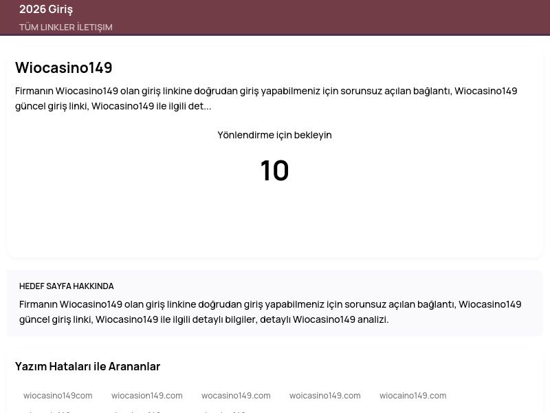 Wiocasino149 - 2026 Giriş - Ekran Görüntüsü