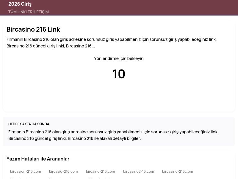 Bircasino 216 Link - 2026 Giriş - Ekran Görüntüsü