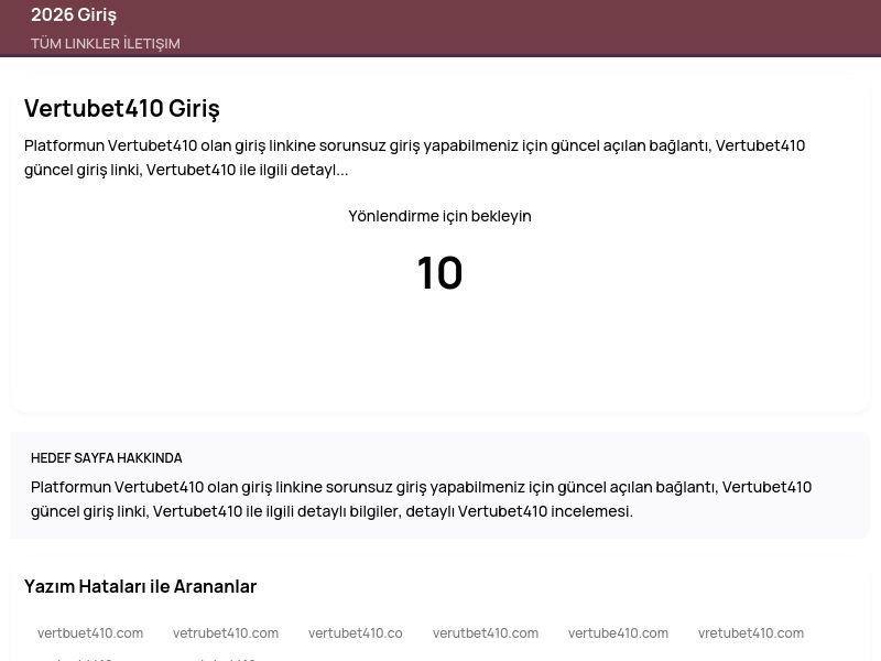 Vertubet410 Giriş - 2026 Giriş - Ekran Görüntüsü