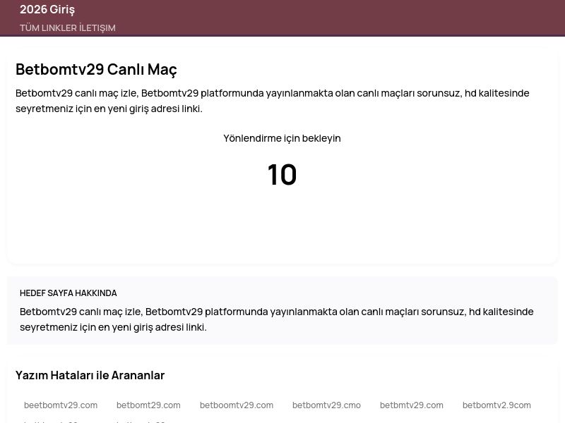 Betbomtv29 Canlı Maç - 2026 Giriş - Ekran Görüntüsü