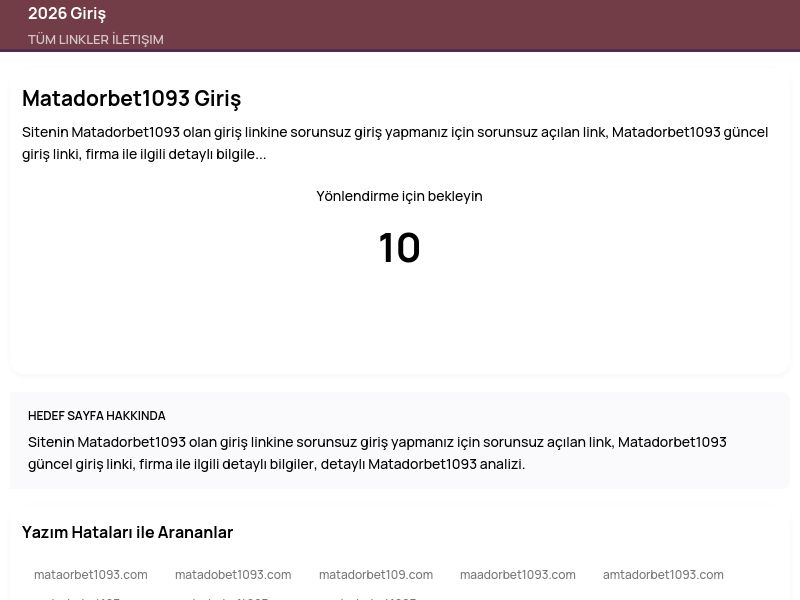 Matadorbet1093 Giriş - 2026 Giriş - Ekran Görüntüsü