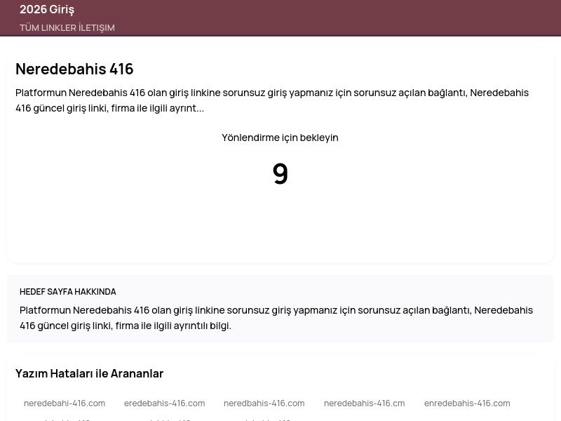 Neredebahis 416 - 2026 Giriş - Ekran Görüntüsü