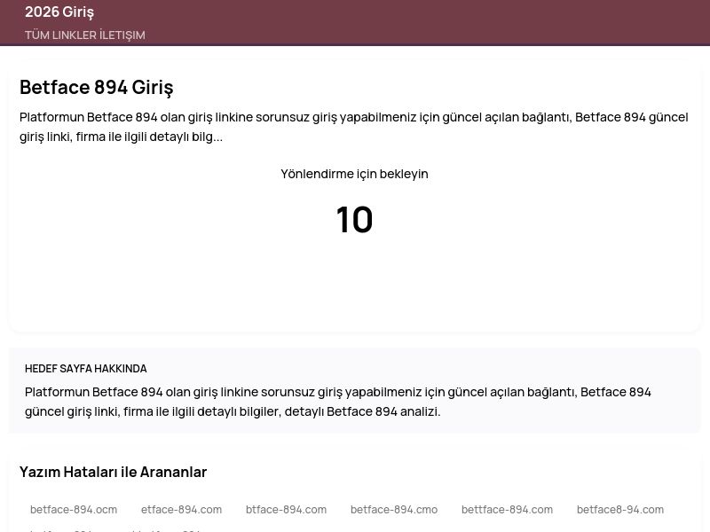 Betface 894 Giriş - 2026 Giriş - Ekran Görüntüsü