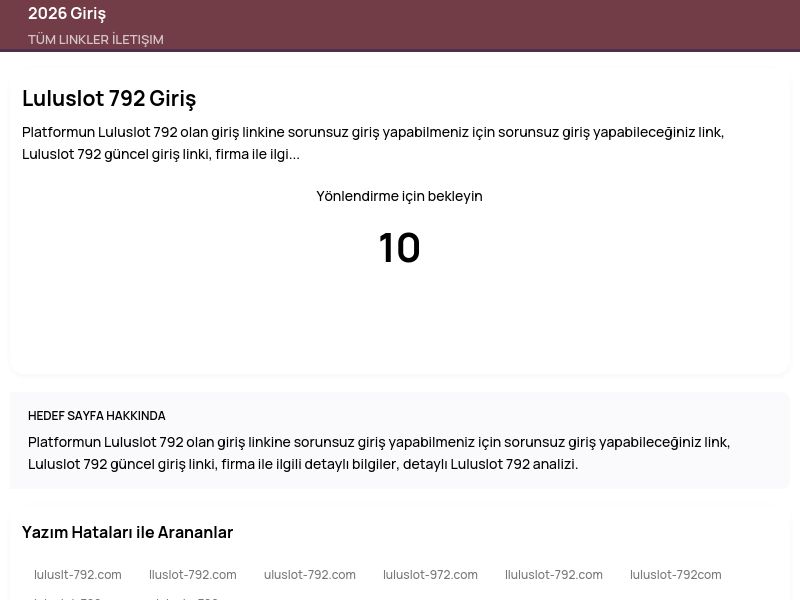 Luluslot 792 Giriş - 2026 Giriş - Ekran Görüntüsü