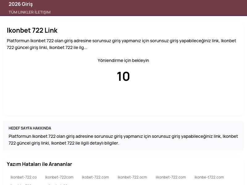 Ikonbet 722 Link - 2026 Giriş - Ekran Görüntüsü