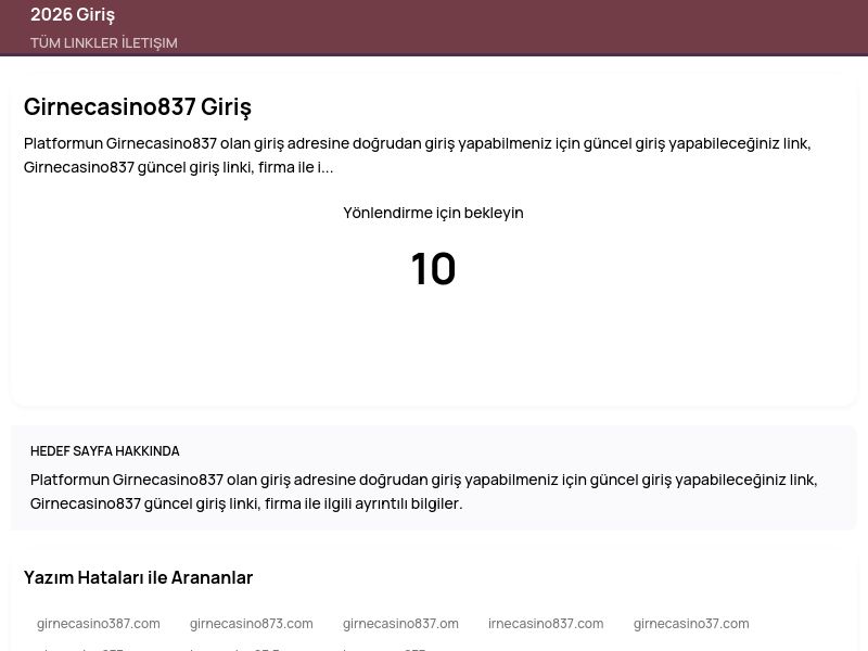 Girnecasino837 Giriş - 2026 Giriş - Ekran Görüntüsü