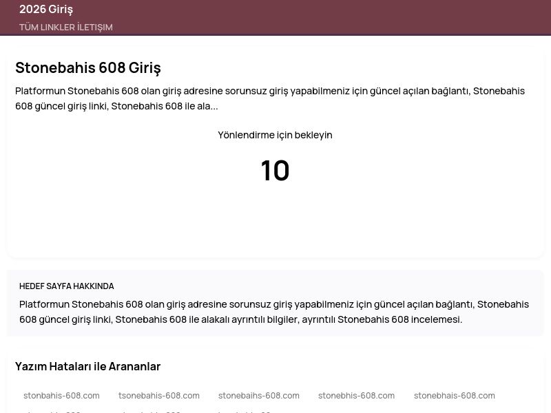 Stonebahis 608 Giriş - 2026 Giriş - Ekran Görüntüsü
