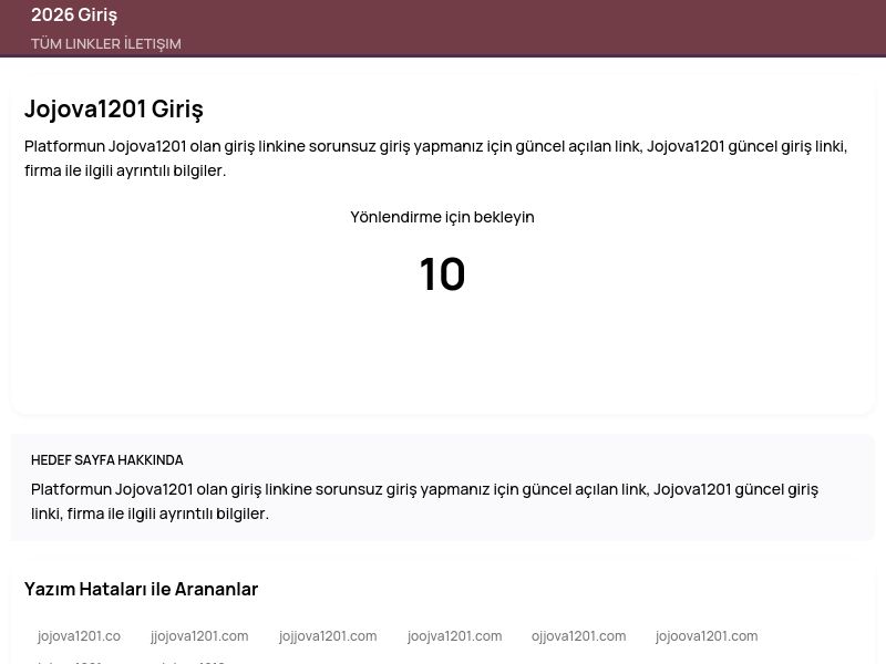 Jojova1201 Giriş - 2026 Giriş - Ekran Görüntüsü