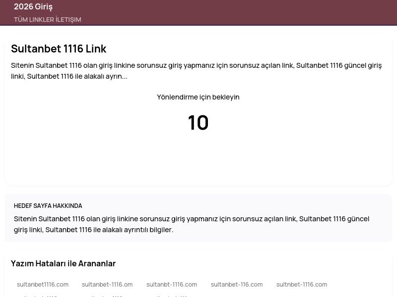 Sultanbet 1116 Link - 2026 Giriş - Ekran Görüntüsü