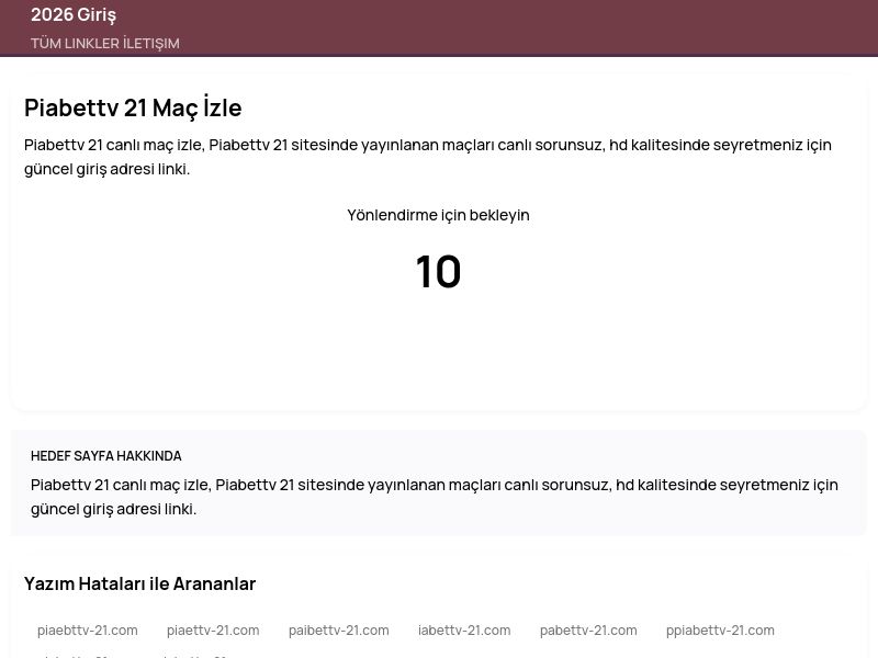 Piabettv 21 Maç İzle - 2026 Giriş - Ekran Görüntüsü