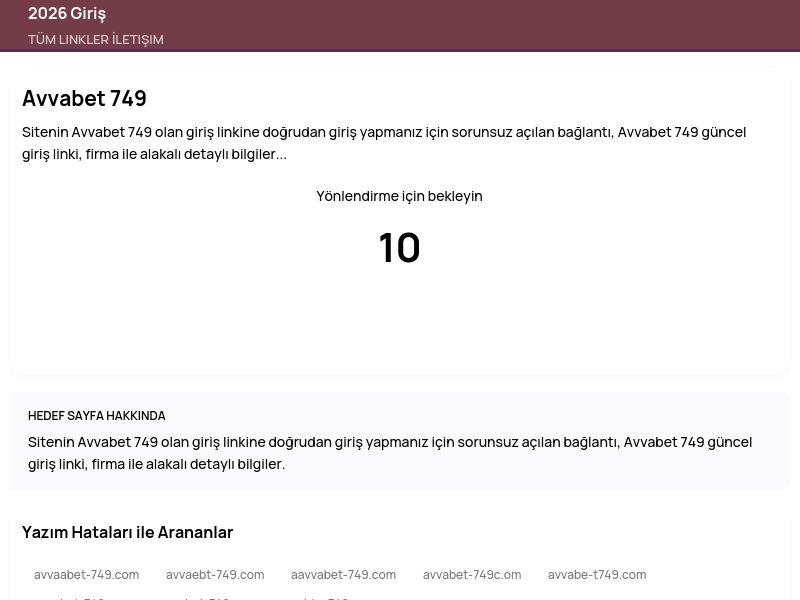 Avvabet 749 - 2026 Giriş - Ekran Görüntüsü