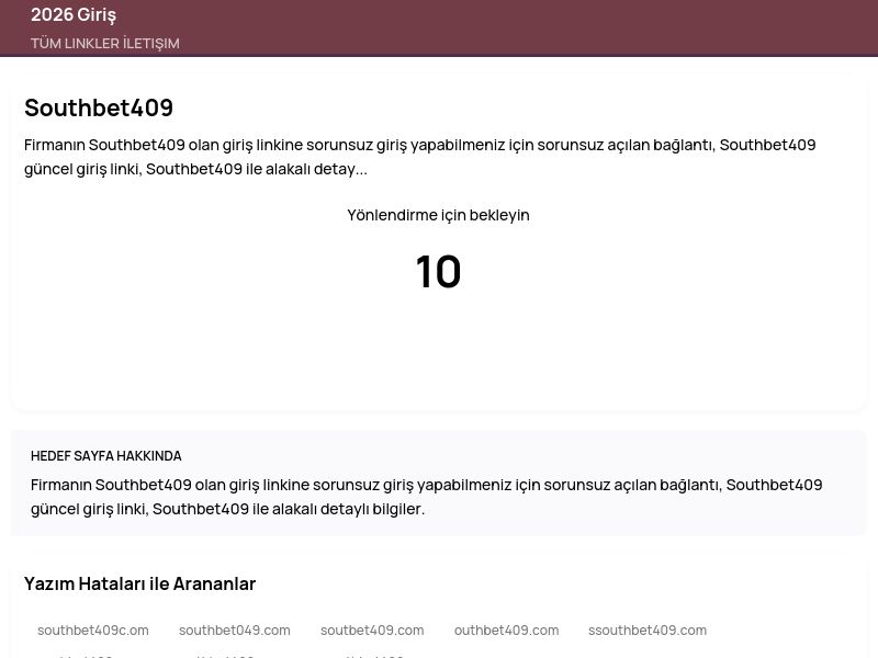 Southbet409 - 2026 Giriş - Ekran Görüntüsü